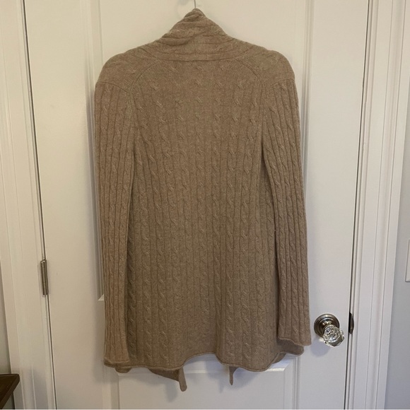 White + Warren Cashmere Cable Knit Cardigan - Sand - Picture 4 of 5